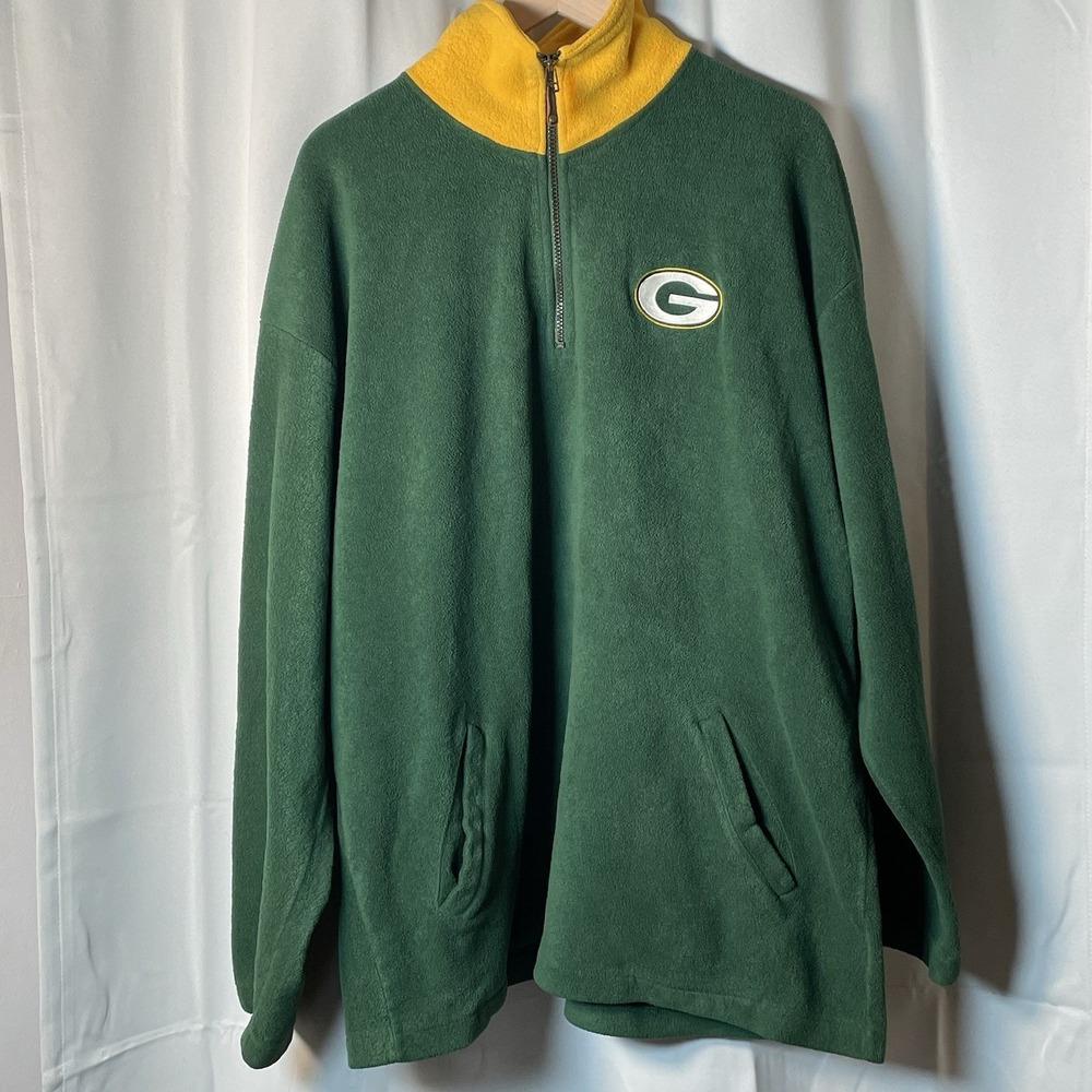 Starter Green Bay Packers‎ 1/4 Zip Pullover Mens 2XL Green Fleece NFL